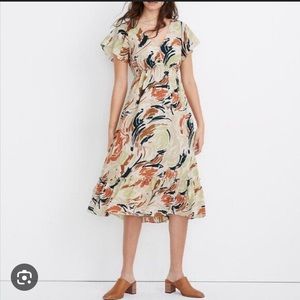 Madewell midi flutter sleeve dress